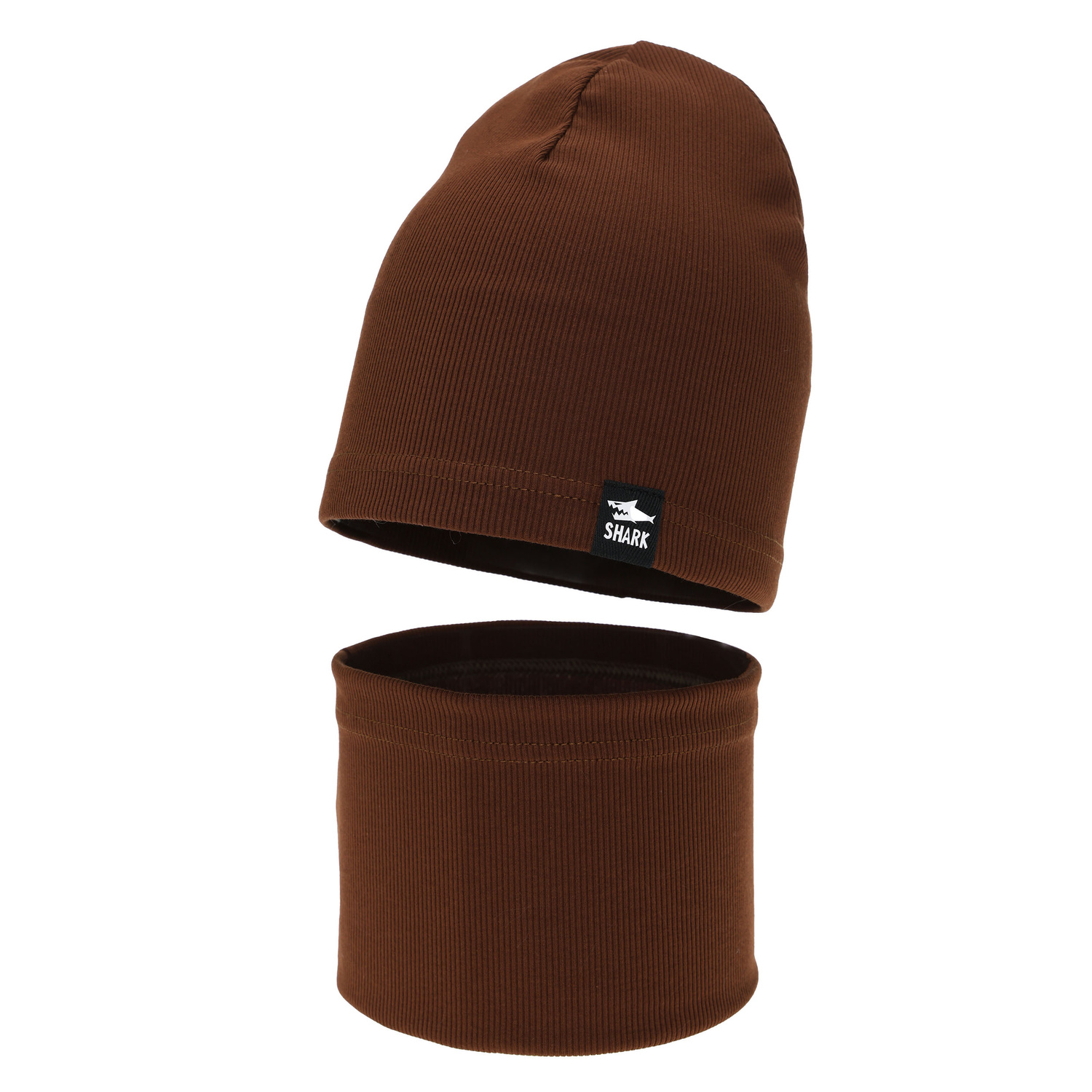 Jongens herfst/lente set muts en buissjaal, bruin, Rumel