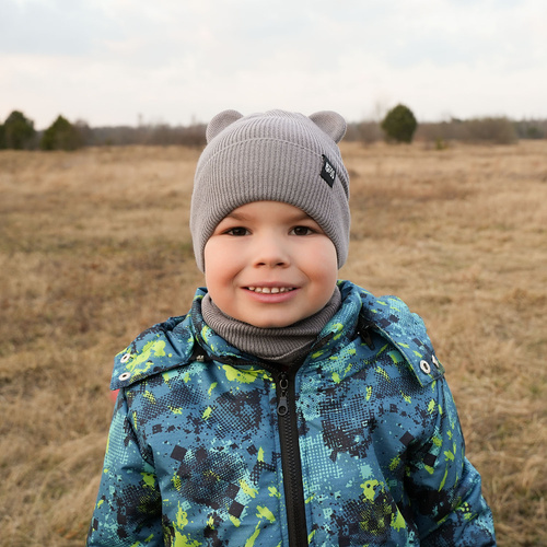 Jongens herfst/lente set muts en buissjaal, puuvillalla, blauw, Grajan