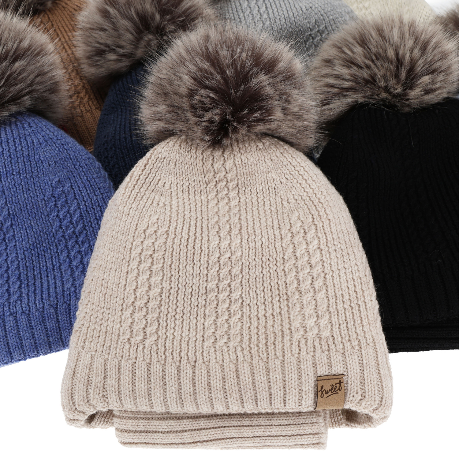 Poikien pipo ja kauluri, talvi setti, tummansininen, 100% merinovillaa, vuorattu villafleeceellä, sidottava Danny