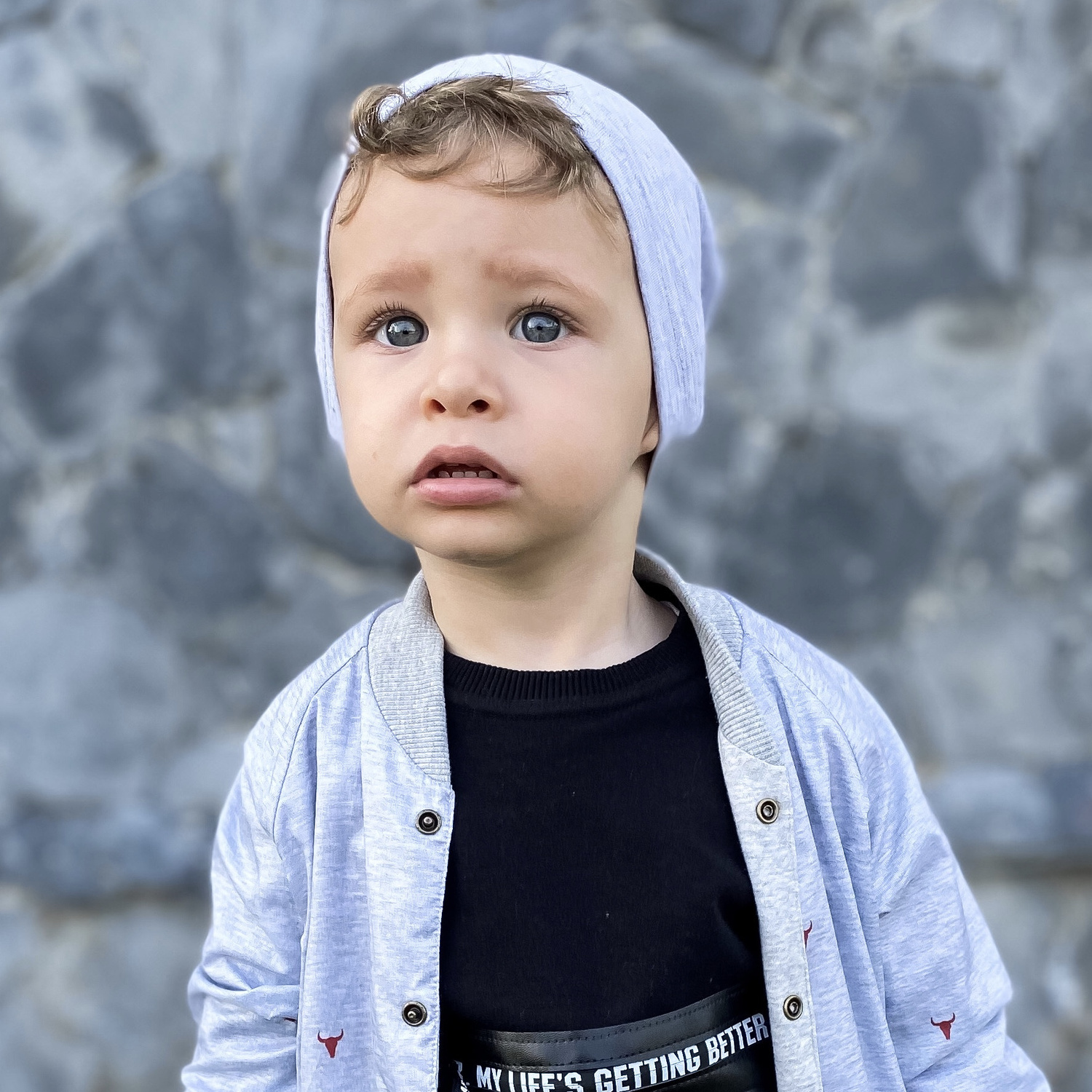 Jongens herfst/lente set muts en buissjaal, blauw, katoenen, Hazel