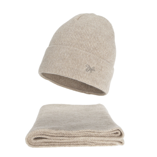 Naisten talvisetti: pipo ja huivi, beige, Rava