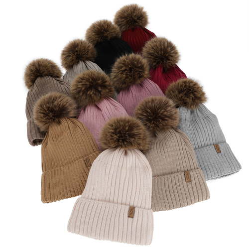 Naisten talvipipo, bordowa, merinovillalla, Zamira