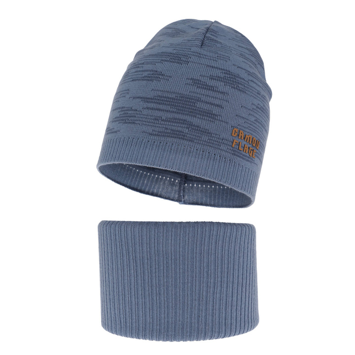 Jongens herfst/lente set muts en buissjaal, puuvillalla, blauw, Carter