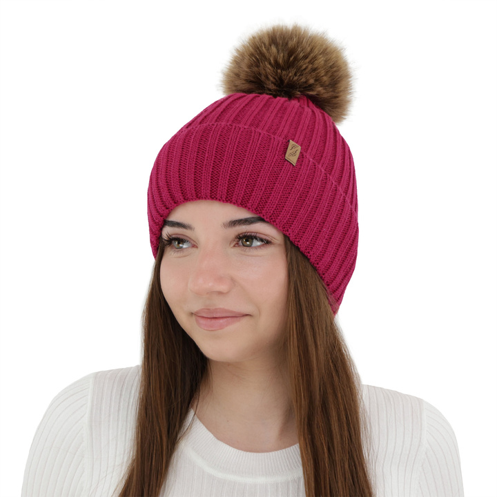 Naisten talvipipo, amarantti, merinovillalla, Zamira