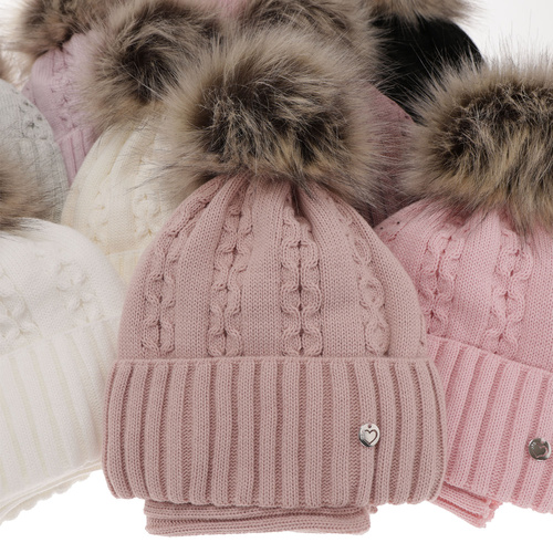 Meisjes winter set, Paars, Met garen pompon, Felia
