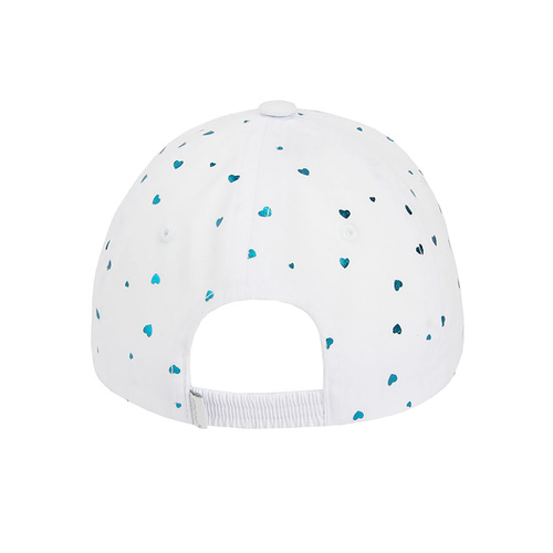 Meisjes baseballpet, wit, met zilveren harten, katoenen, Pretty