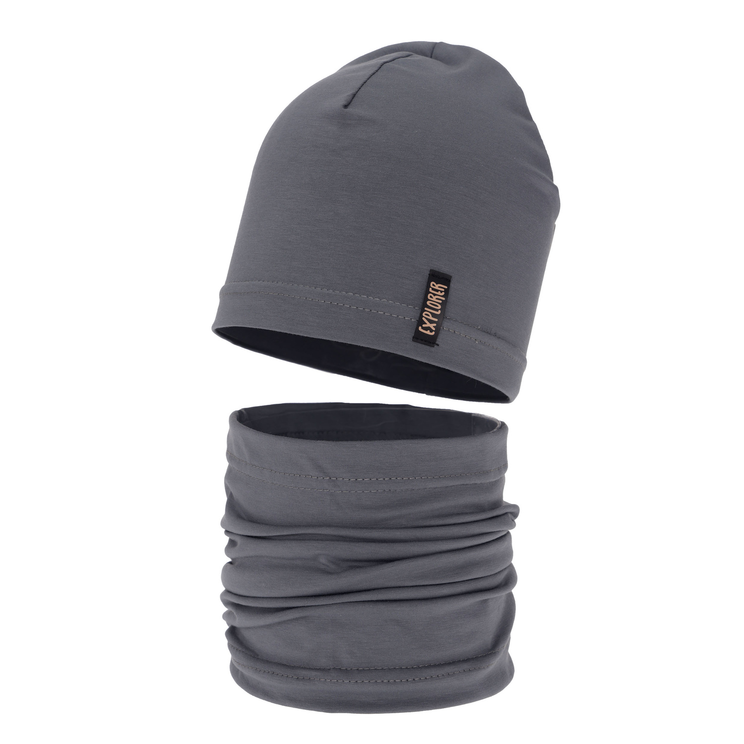 Jongens herfst/lente set muts en buissjaal, grijs, Hobart