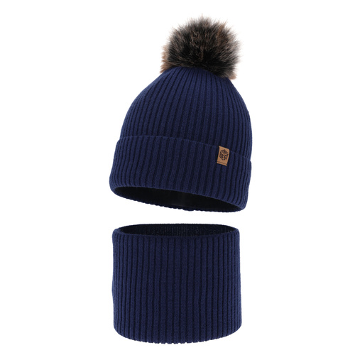 Jongens winter set, blauw, met garen pompon, Wizar