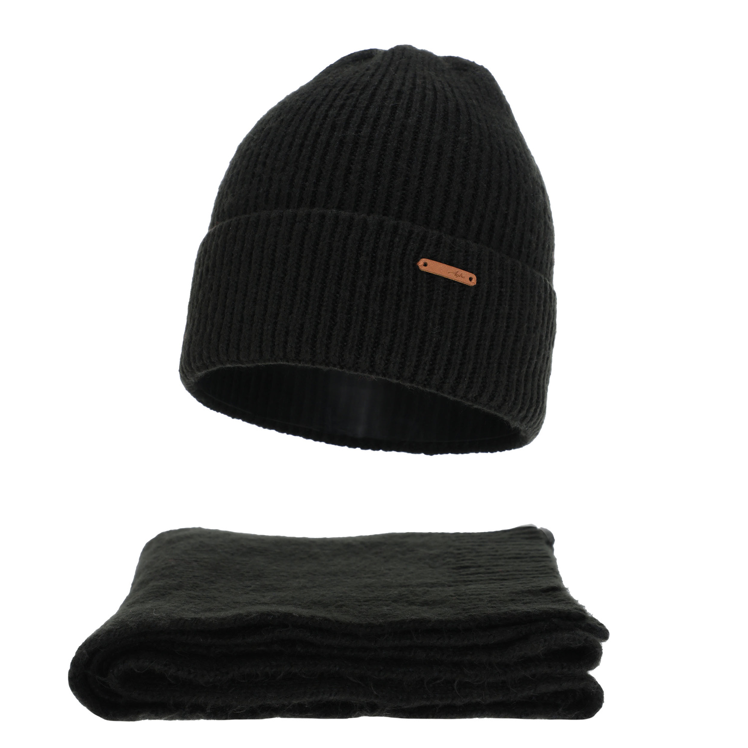 Naisten talvisetti: pipo ja huivi, beige, merinovillalla, Seala