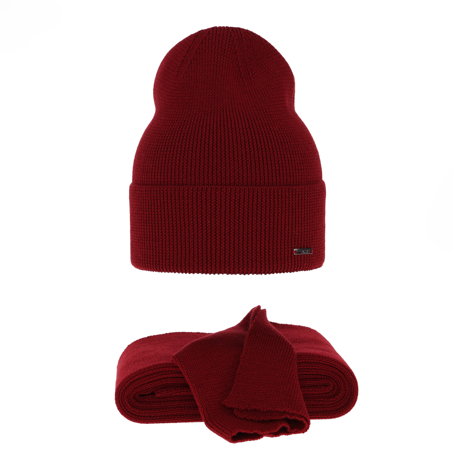 Dames winter set muts en sjaal, bordoux, 100% Merino Wol, Melpomena