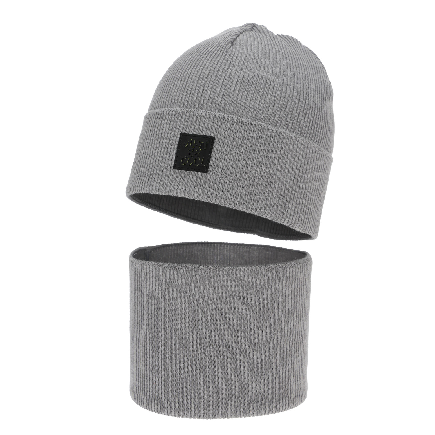 Poikien syys/kevät setti: pipo ja putkihuivi, puuvillalla, vaaleanharmaa, Jonas