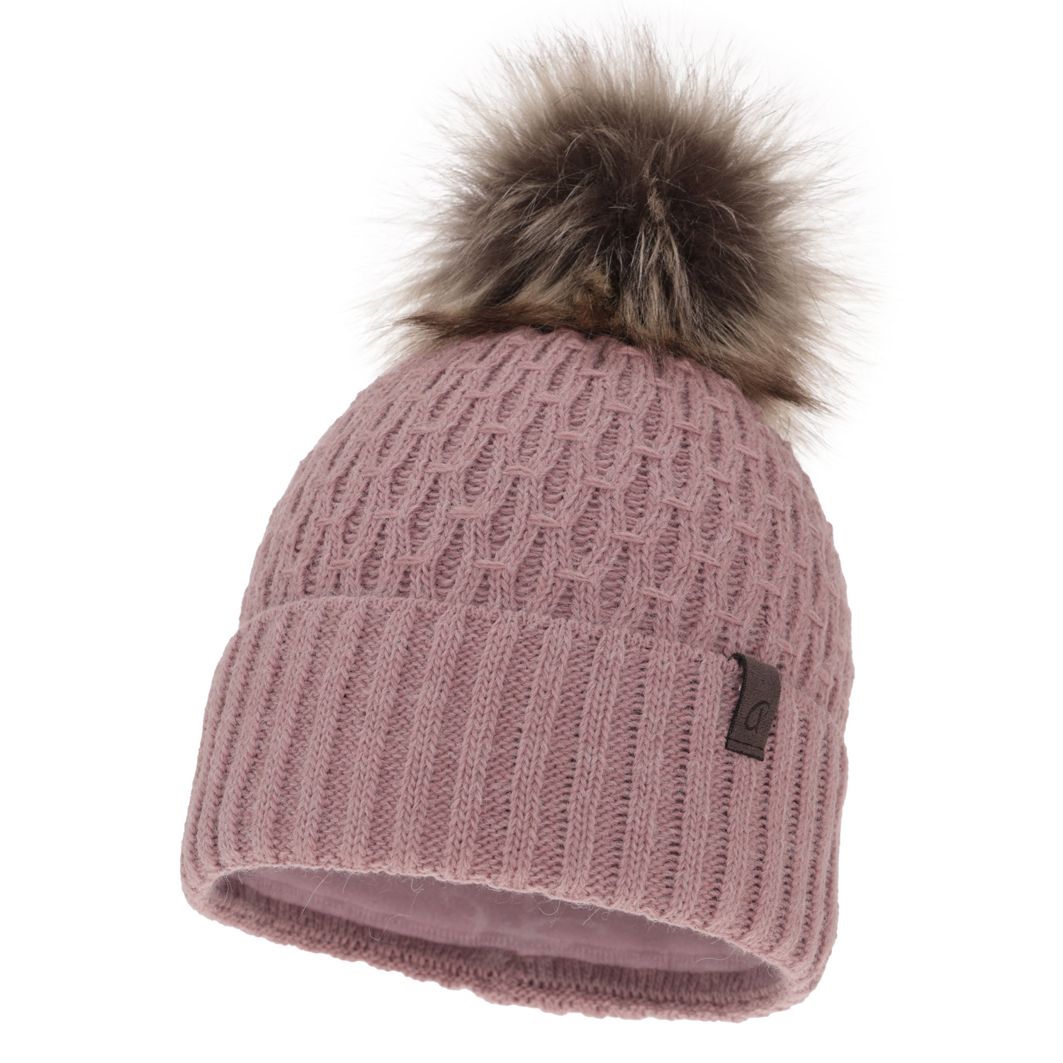 Dames wintermuts, roze, met garen pompon, Gaba
