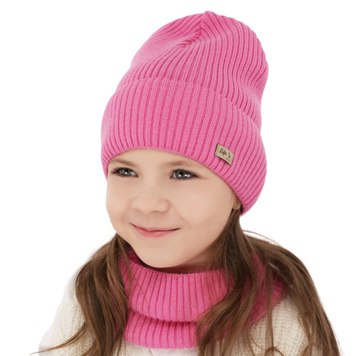 Meisjes herfst/lente set muts en buissjaal, wit, 100% Merino Wol, Itra