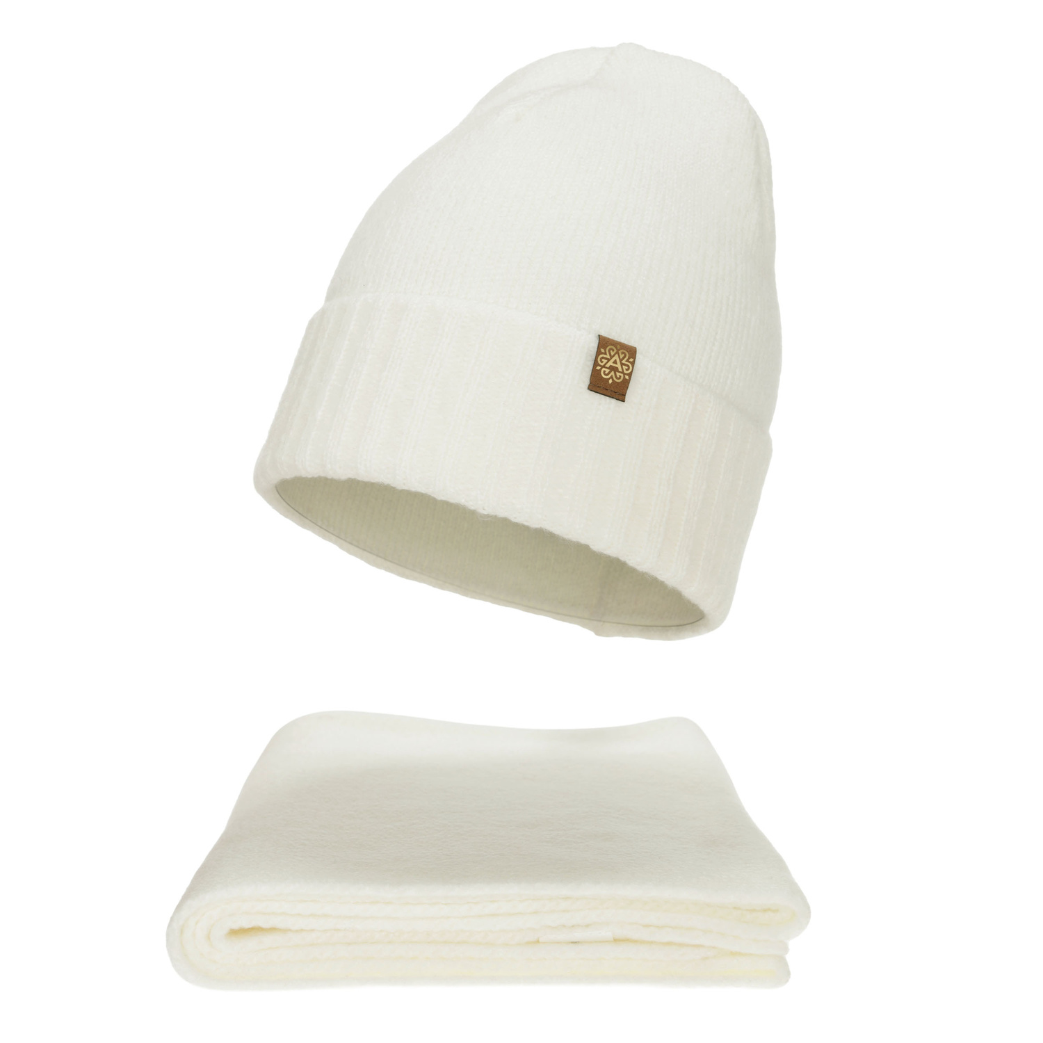 Naisten talvisetti: pipo ja huivi, biały, Shasta