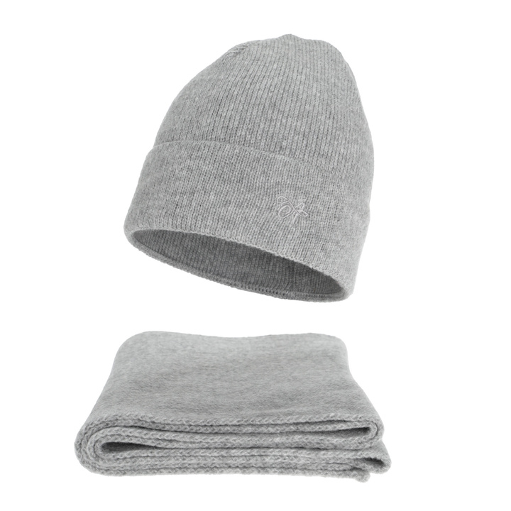 Naisten talvisetti: pipo ja huivi, harmaa, Rava