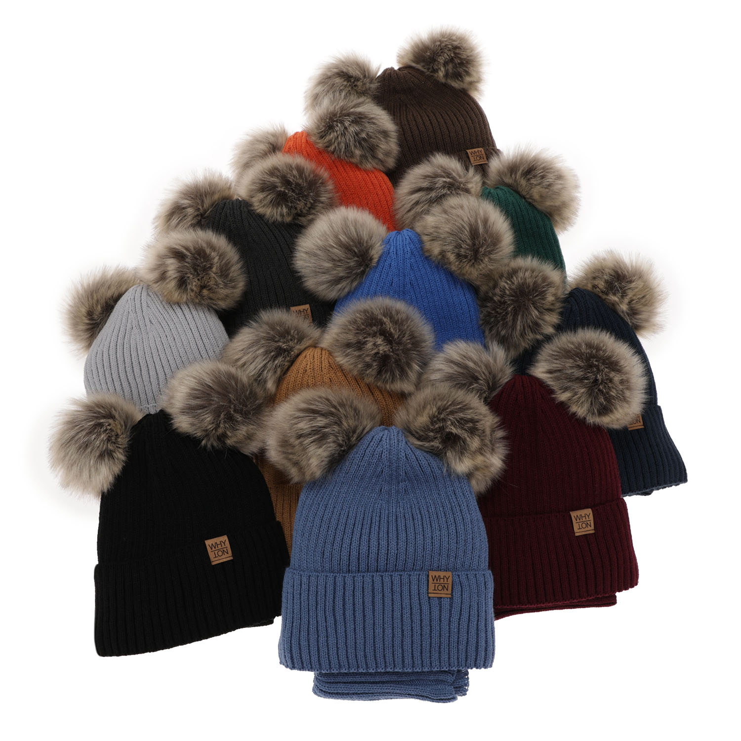 Jongens winter set, marineblauw, met twee pompons, Oxford