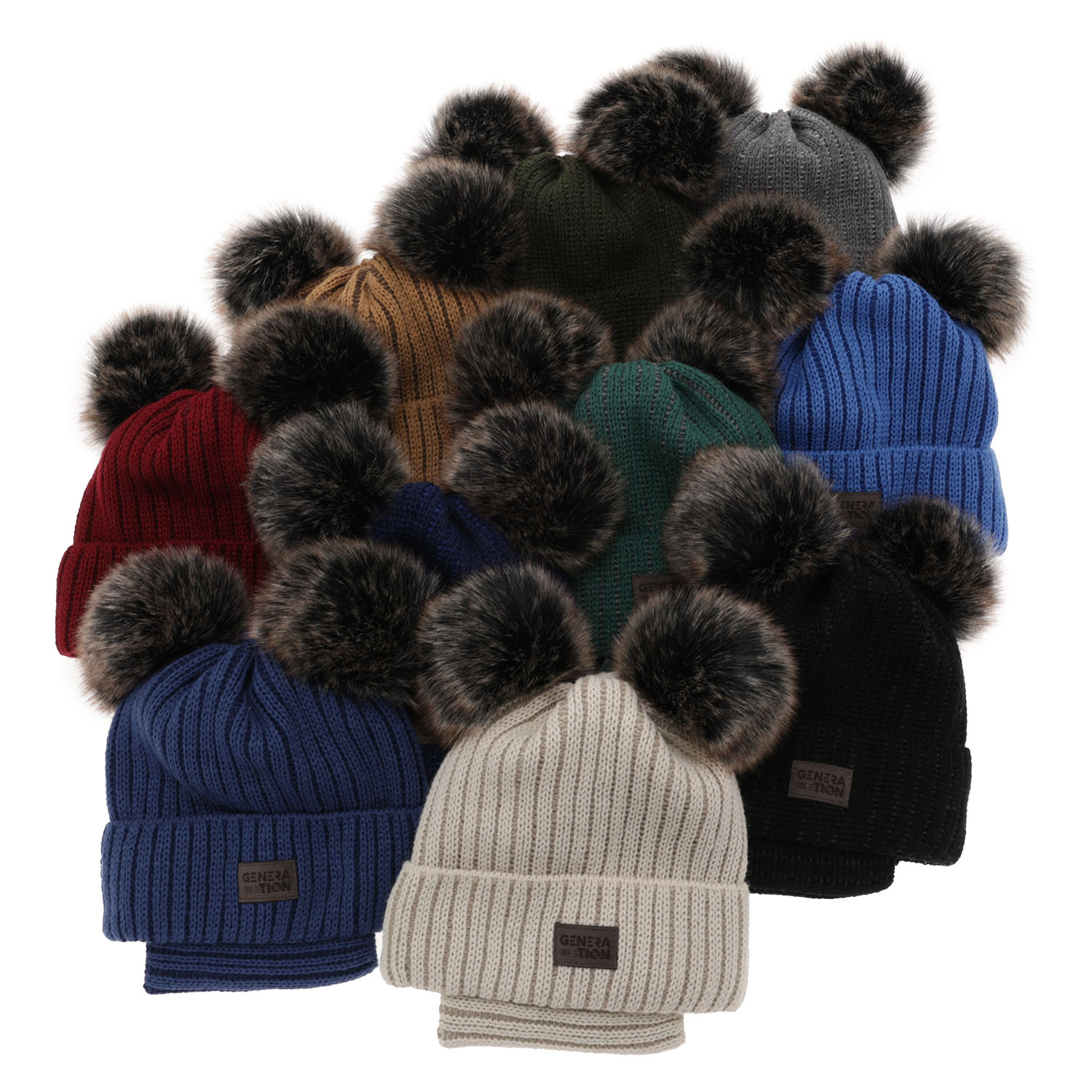 Jongens winter set, grijs, met twee pompons, Tokio