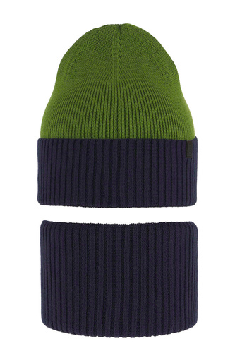 Jongens herfst/lente set muts en buissjaal, puuvillalla, blauw, katoenen, Tauros