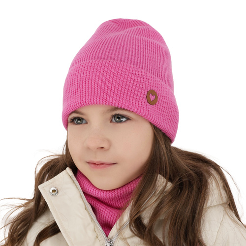 Meisjes herfst/lente set muts en buissjaal, beige, 100% Merino Wol, Brook