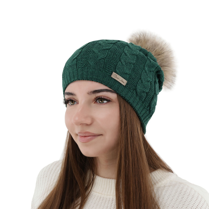 Dames wintermuts, groen, met merinowol, Bafi