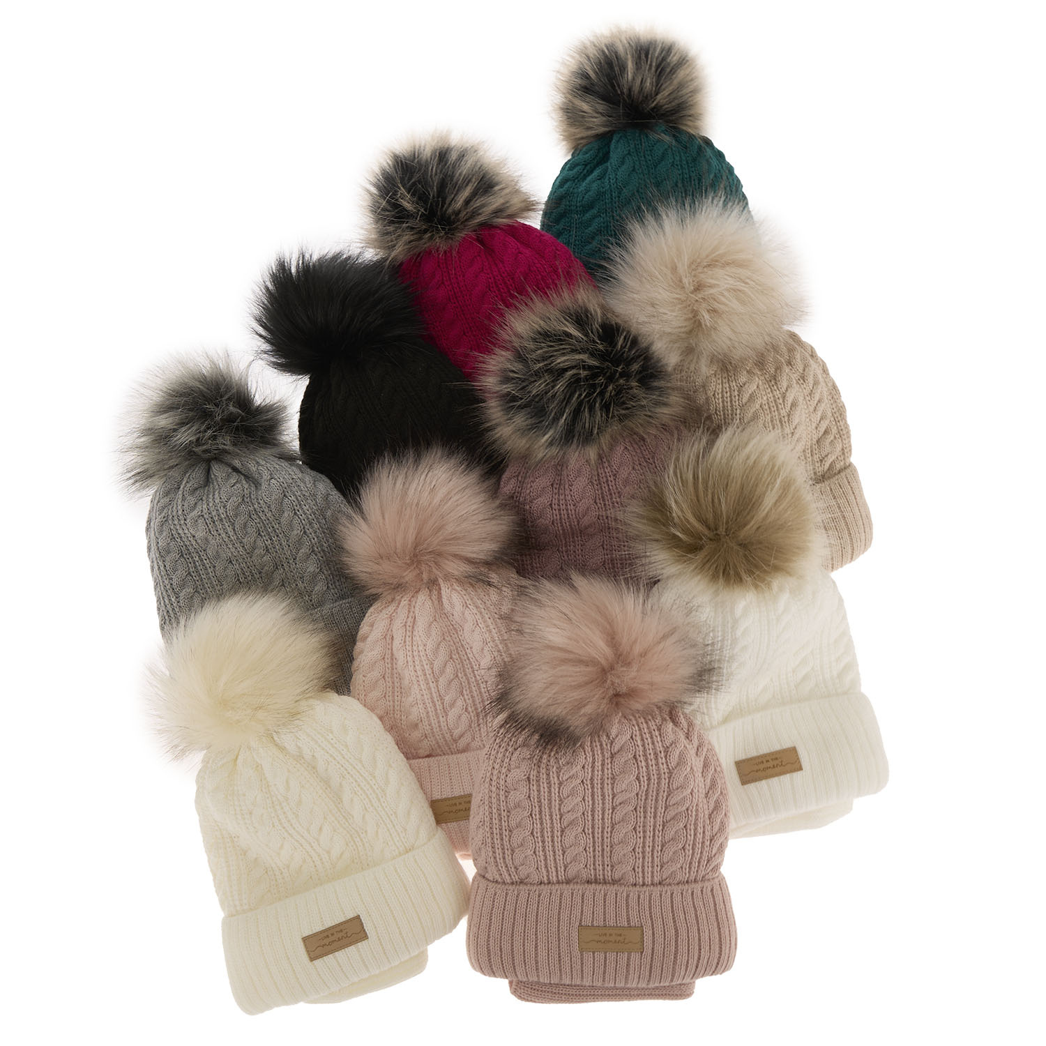 Meisjes winter set muts en buissjaal, szmaragdowy, met garen pompon, Alika