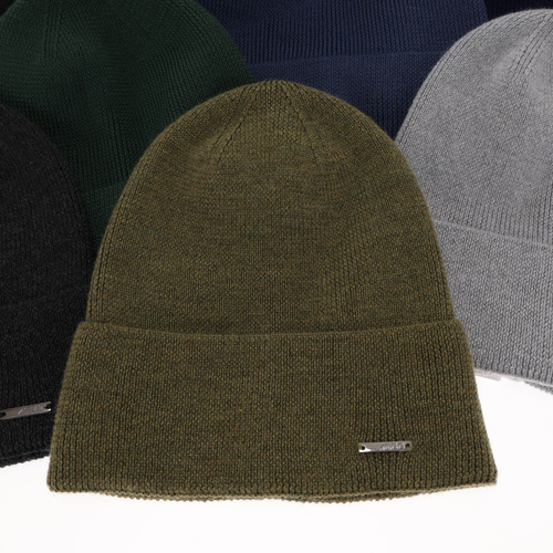 Heren winter muts, grijs, 100% Merino Wol, Memfis