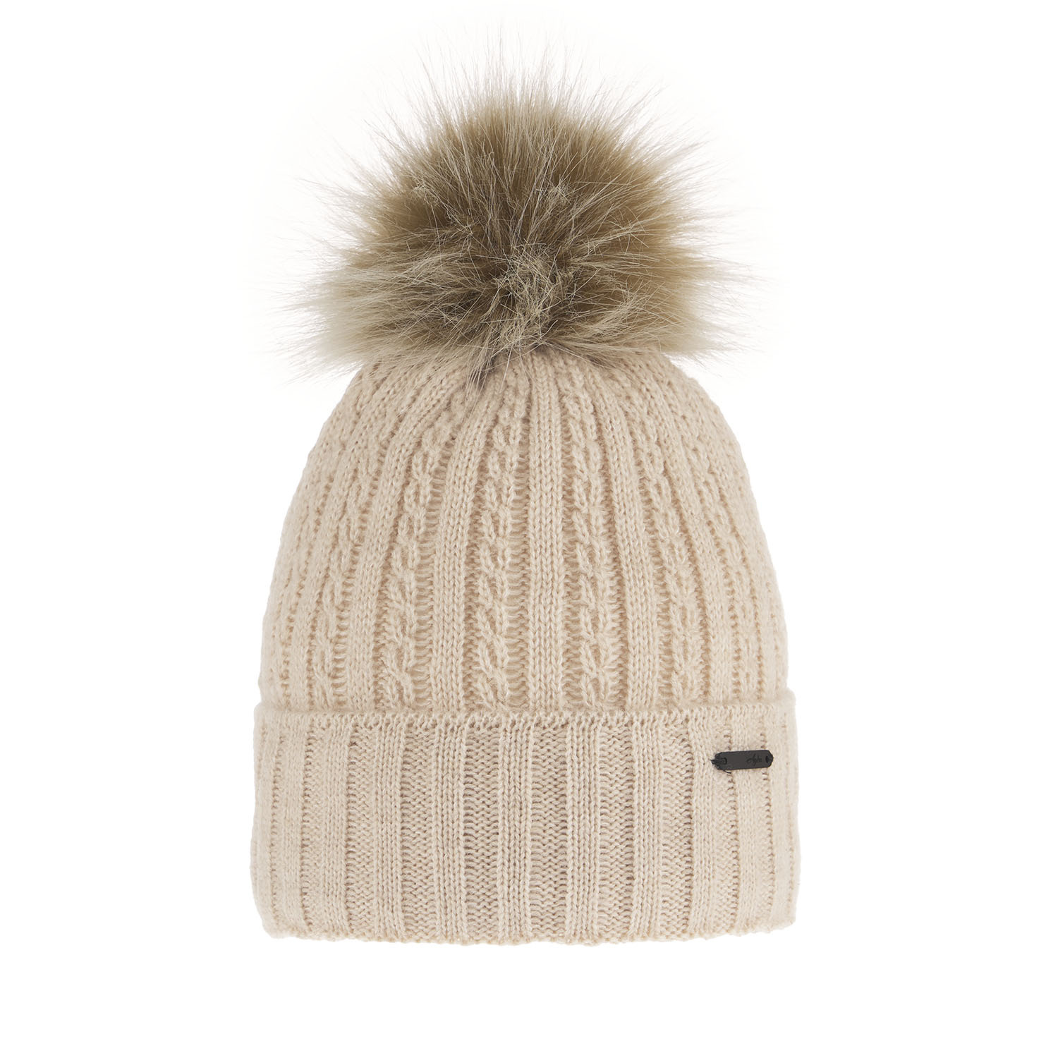 Dames wintermuts, beige, met garen pompon, Karizma