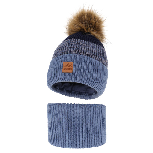 Jongens winter set, blauw, met garen pompon, Buffalo