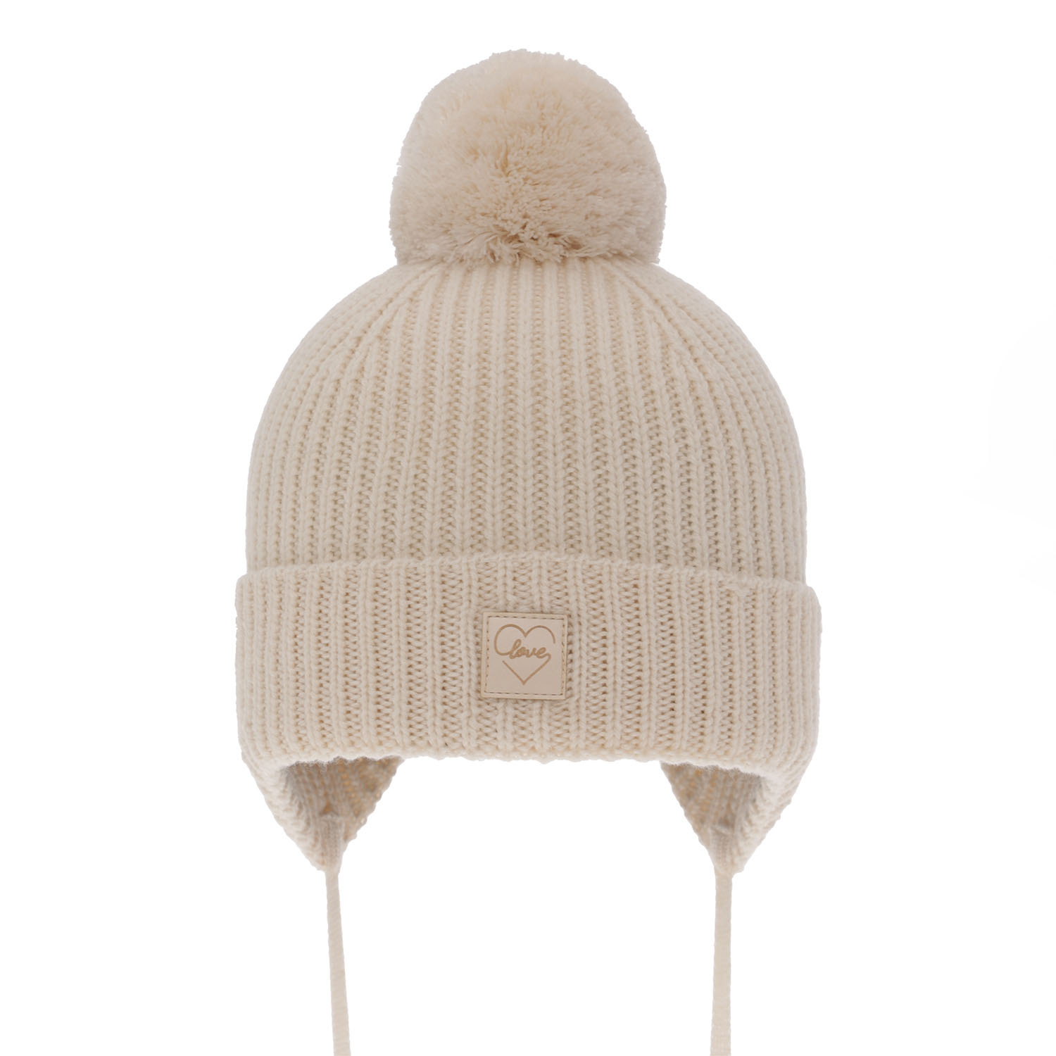 Meisjes wintermuts, lichtroze, 100% merinovilla, met bindkoorden, gevoerd met wollen fleece, Havana