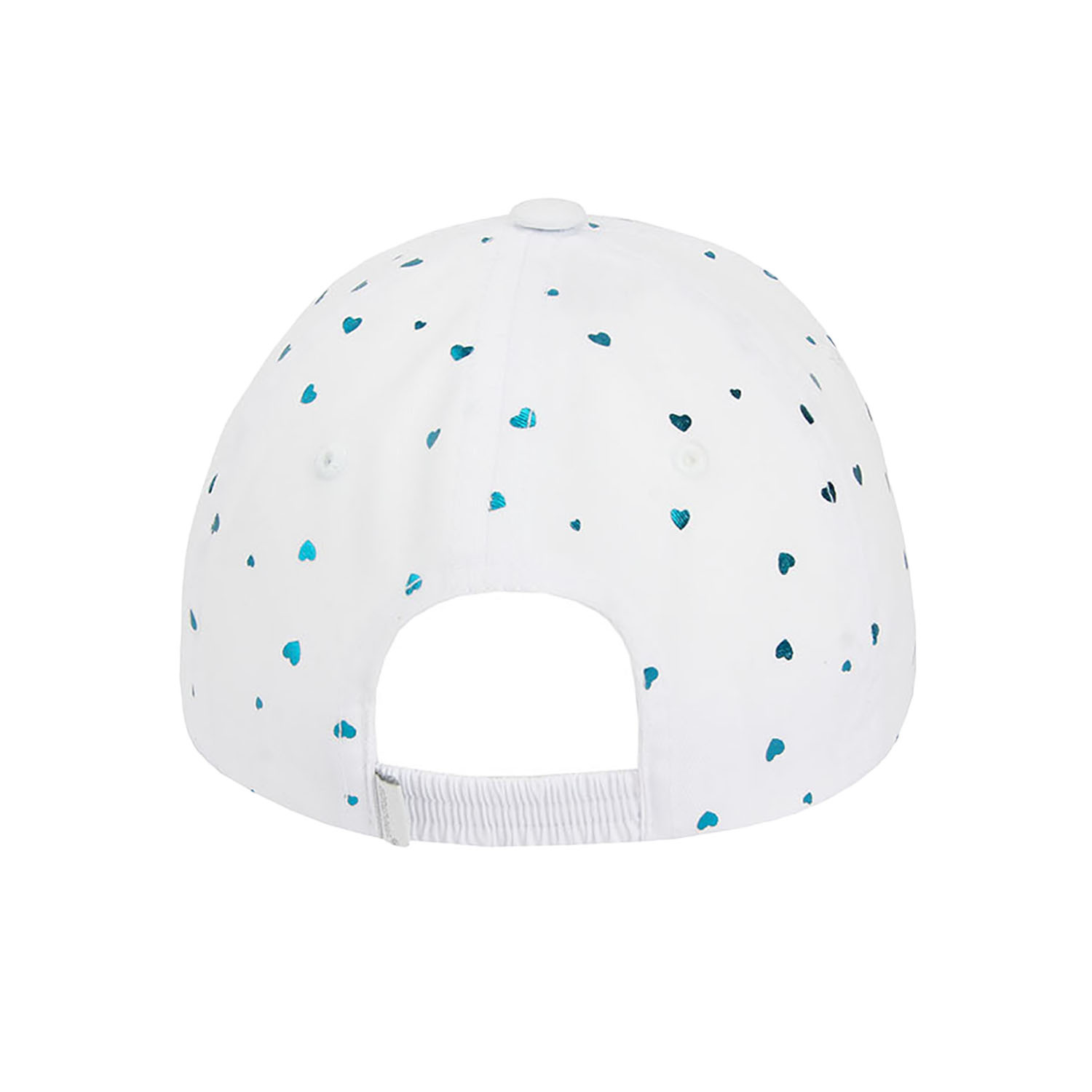 Meisjes baseballpet, wit, met zilveren harten, katoenen, Pretty