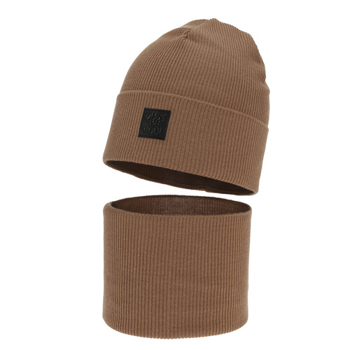 Poikien syys/kevät setti: pipo ja putkihuivi, puuvillalla, camel, Jonas