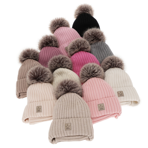 Meisjes winter set muts en buissjaal, zwart, 100% Merino Wol, gevoerd met wolvilt, met bindkoorden, Martina