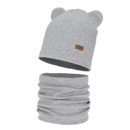 Tyttöjen syys/kevät setti: pipo ja putkihuivi, puuvillainen, harmaa Georgea