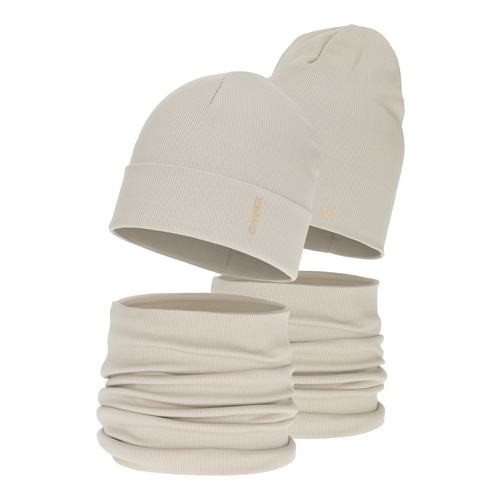 Poikien syys/kevät setti: pipo ja putkihuivi, puuvillaa, beige, Desider