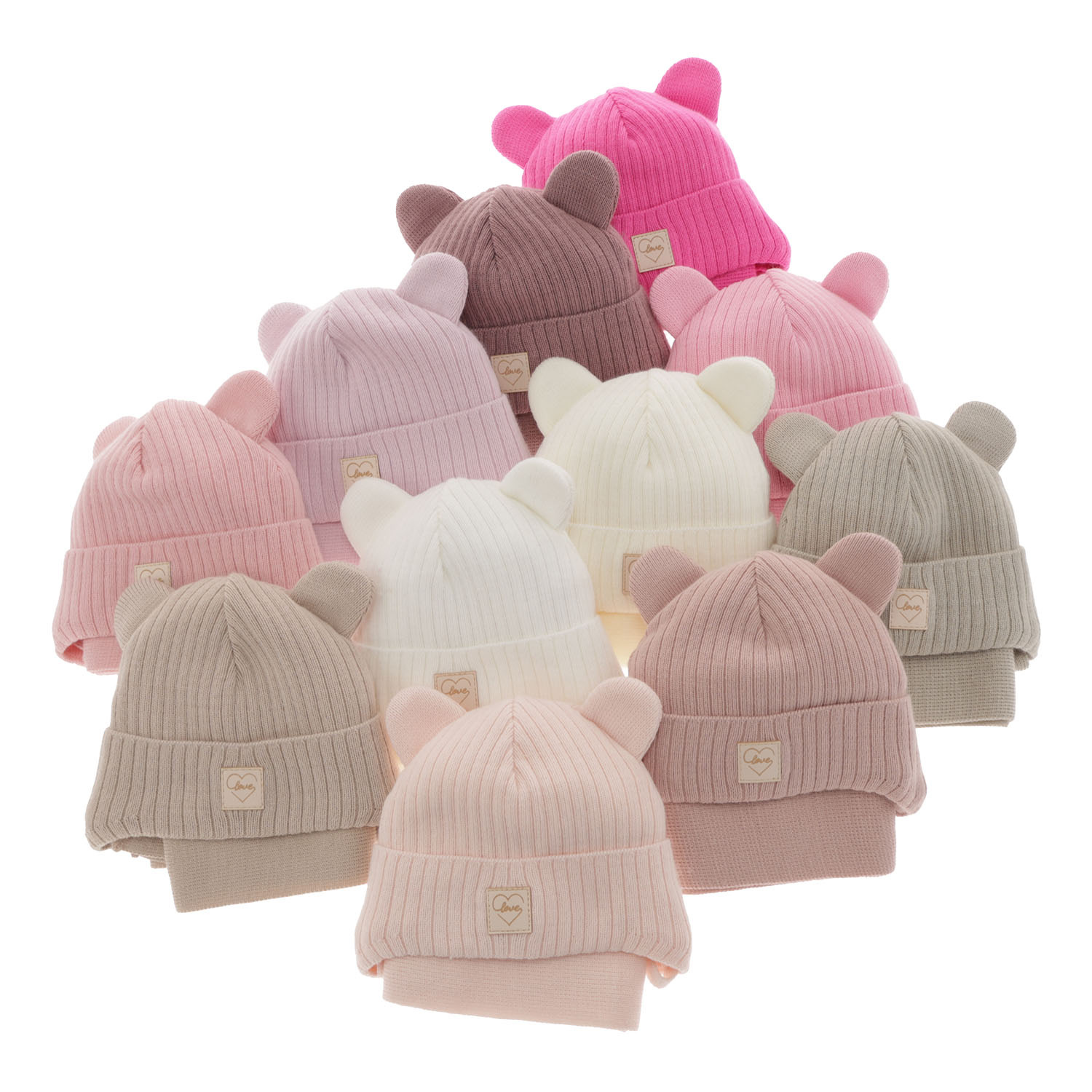 Meisjes winter set muts en sjaal, beige, met bindkoorden, Antola