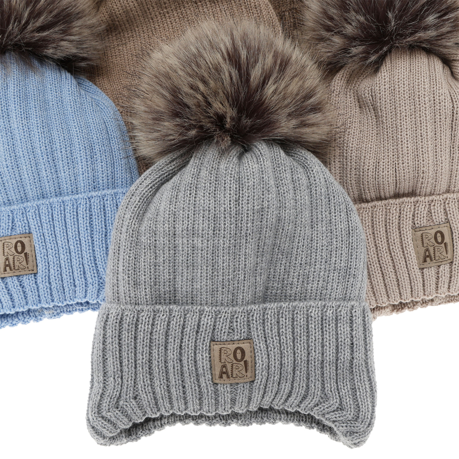 Poikien talvipipo, nauhoilla, merinovillalla, kremowa, Nabil