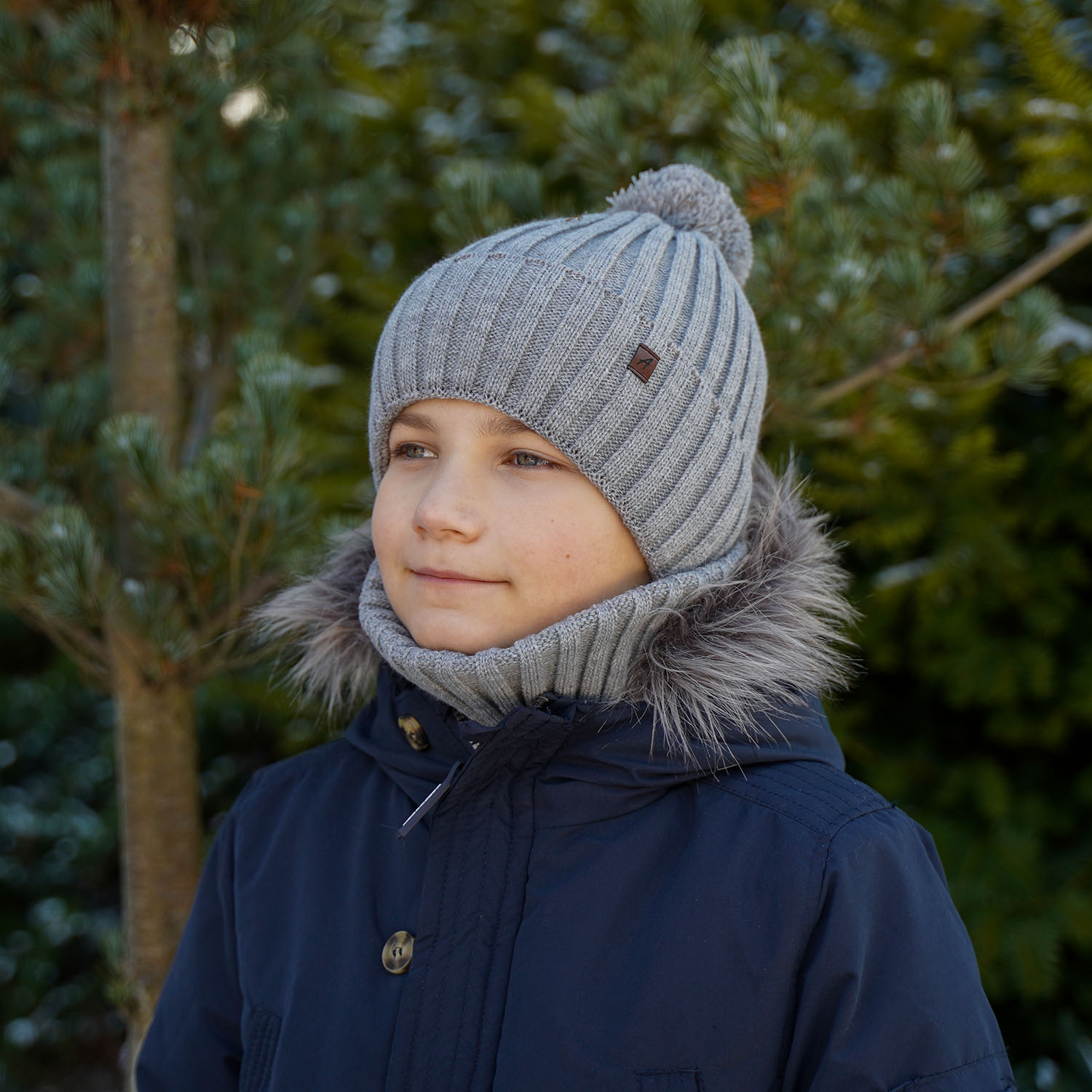 Jongens winter set, Oranje, Met garen pompon, Wiliam