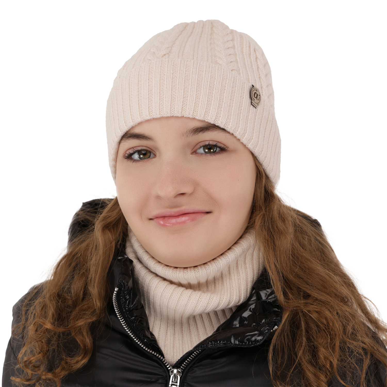 Meisjes winter set muts en buissjaal, roze, 100% Merino Wol, Jenny