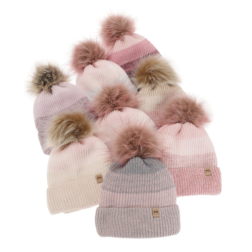 Meisjes winter set, zwart, met garen pompon, Gimena