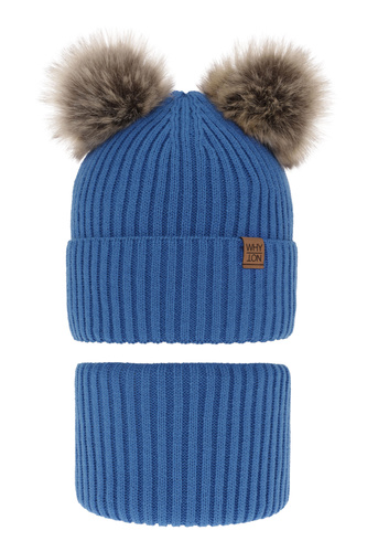 Jongens winter set, blauw, met twee pompons (garen), Oxford