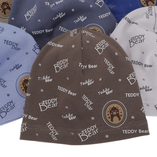 Jongens herfst/lente baret, blauw, met patch, met opdruk, Tedi