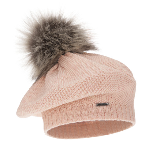 Dames wintermuts, roze, met merinowol, Bonnie