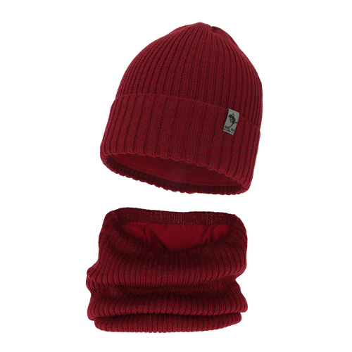 Jongens winter set, bordeaux, met merinowol, Gecko