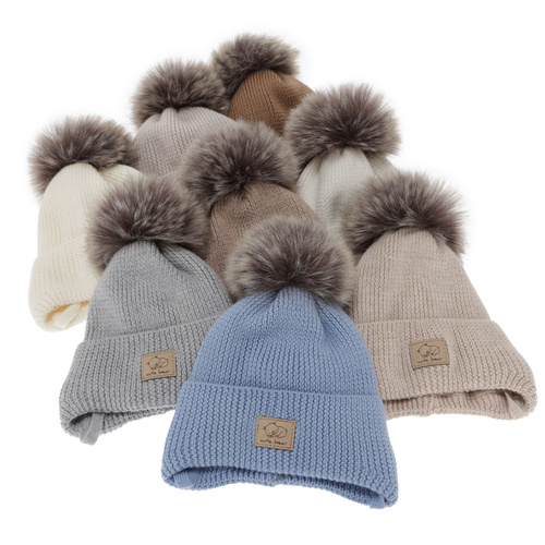 Poikien talvipipo, beżowa, nauhoilla, 100% Merinovilla, Jergen