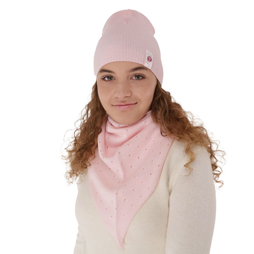 Meisjes herfst/lente set muts en buissjaal, roze, Blanche