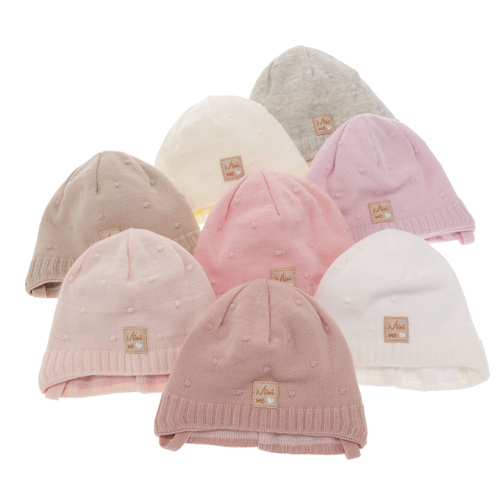 Meisjes herfst/lente muts, roze, met bindkoorden, Celine