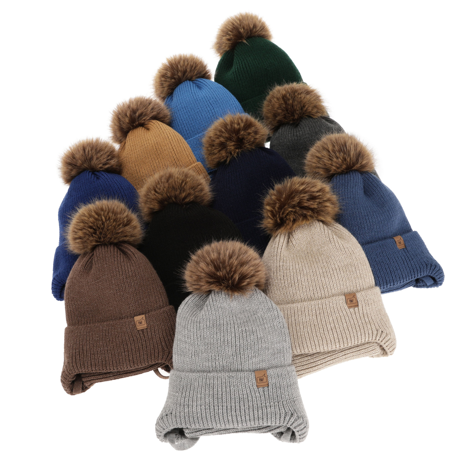 Jongens winter set, groen, met garen pompon, Zico