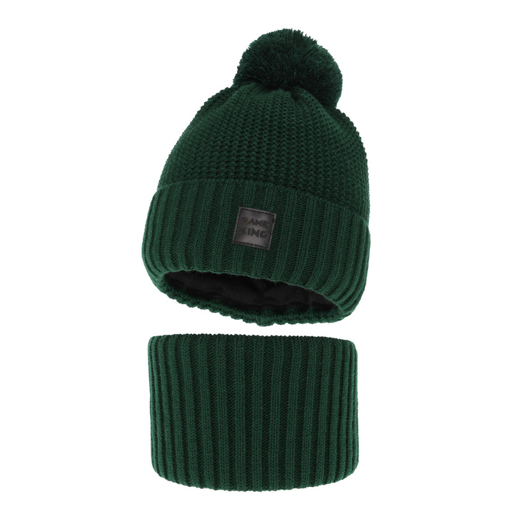Jongens winter set, groen, met garen pompon, Conan