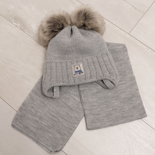 Jongens winter set, camel, met twee pompons, Jewel