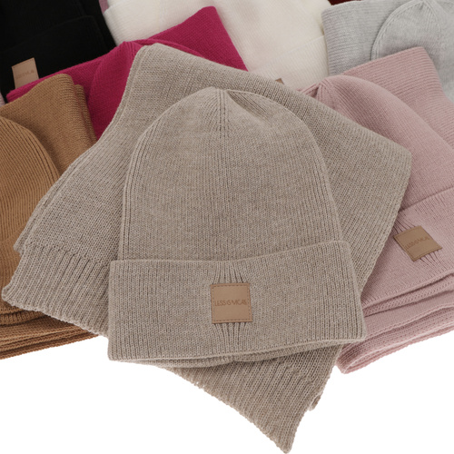 Dames winter set muts en sjaal, roze, Nathalie